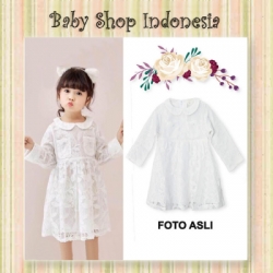 Dress Putih Anak Brocade Round Collar  large
